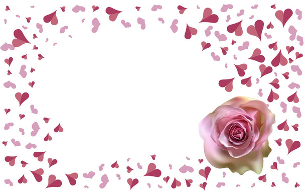 Delicate pink Rose on a blurred white background - Vector, Image