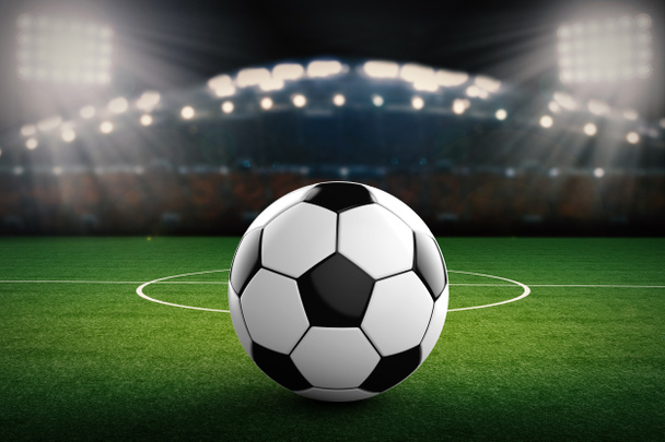 bola de futebol com fundo estádio de futebol
 - Foto, Imagem