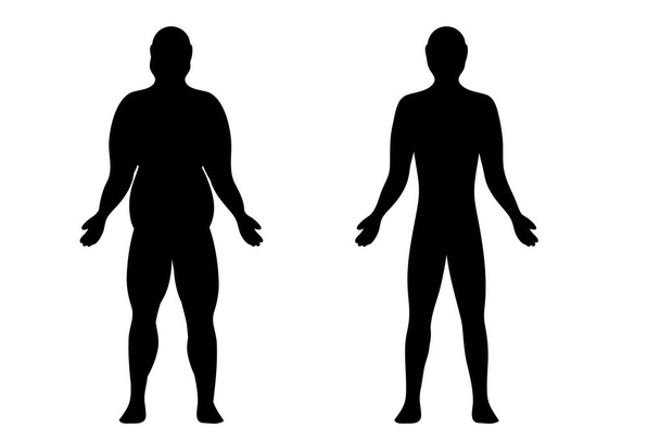 siluetu štíhlé muže a obézních - Vektor, obrázek