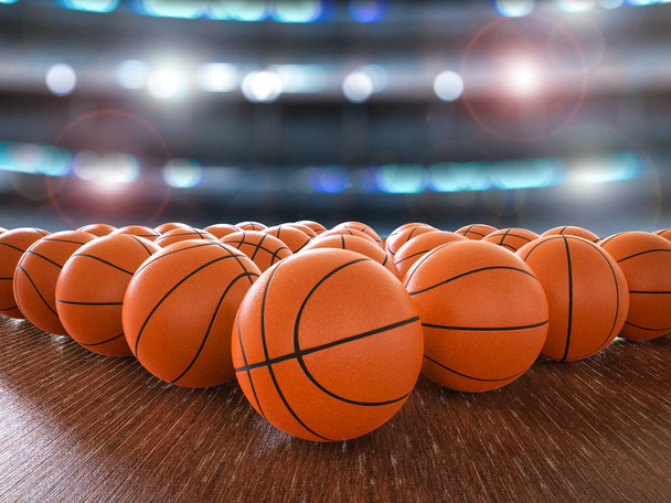 bolas de basquete no chão
 - Foto, Imagem