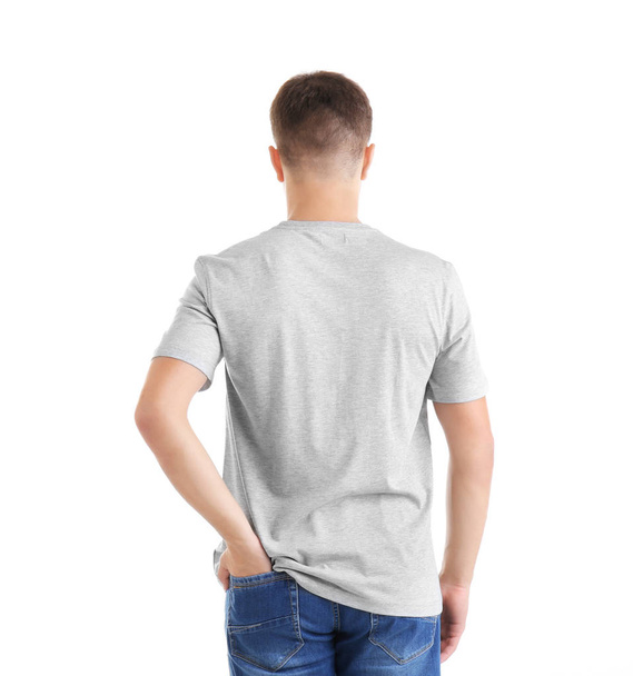young man in blank t-shirt - Foto, imagen