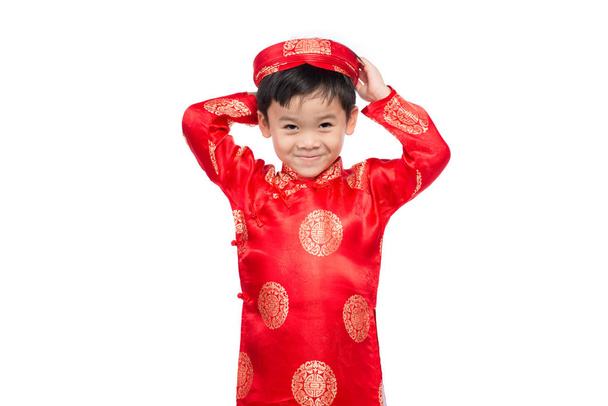 Vietnamský chlapec s rukama nahoru - Fotografie, Obrázek