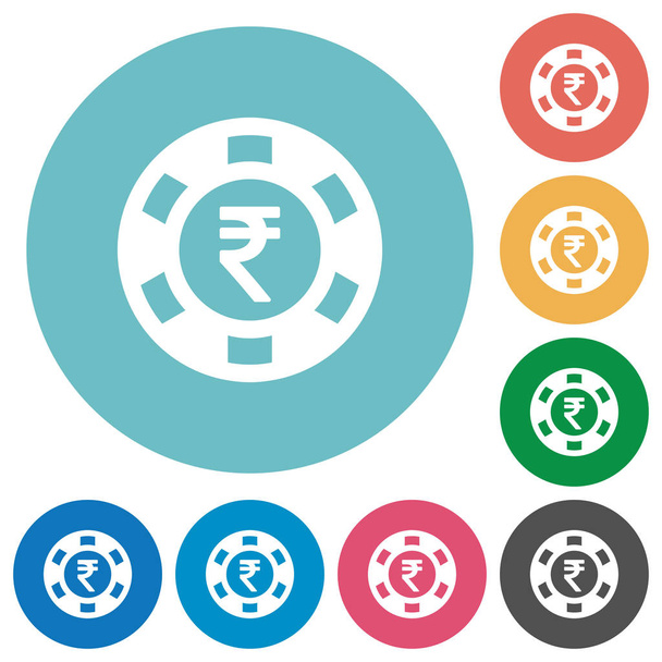 Indian Rupee casino chip flat round icons - Vector, Image
