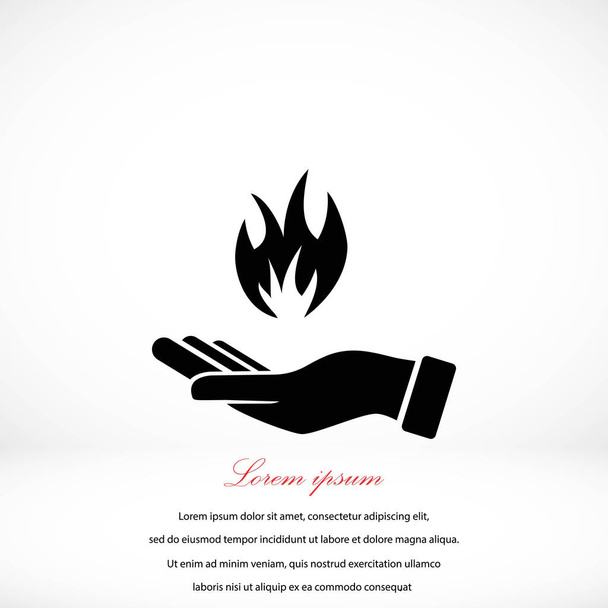 Рука держит значок огня
 - Вектор,изображение
