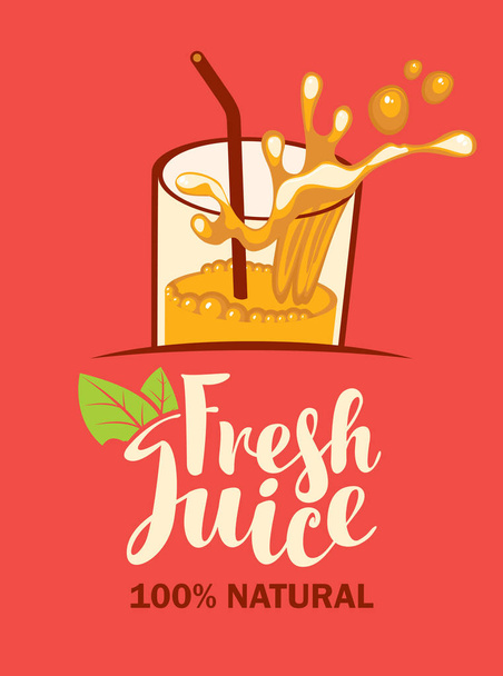 glass of fresh juice - Vector, Image