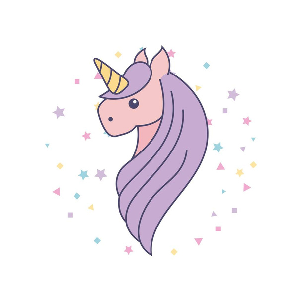 drawing cute unicorn icon - Vektor, kép