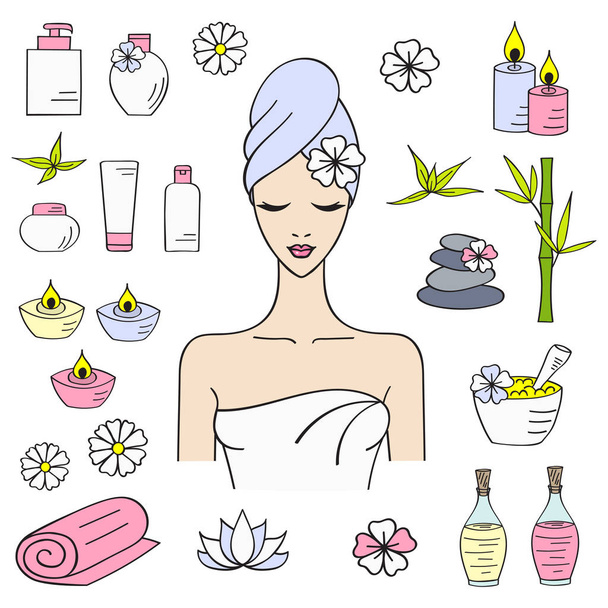 Illustrations vectorielles de Belle femme spa traitement
 - Vecteur, image