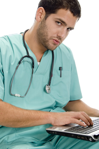 Doctor with laptop and stethoscope - Φωτογραφία, εικόνα