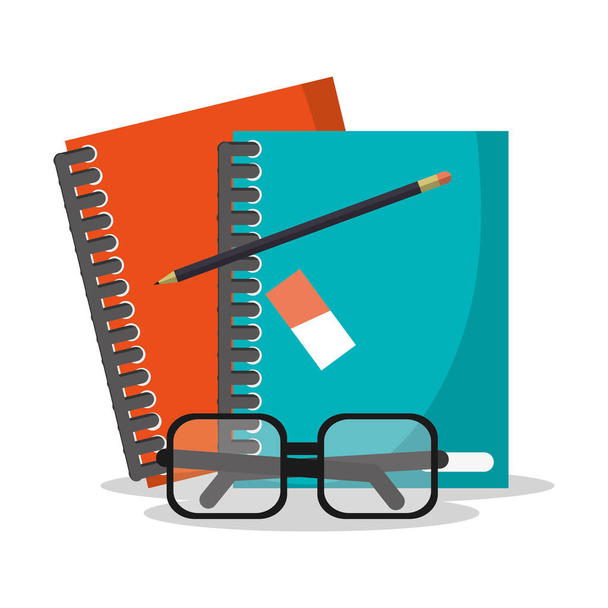Βιβλίο γυαλιά και σχεδιασμός χρόνο εργασίας - Διάνυσμα, εικόνα