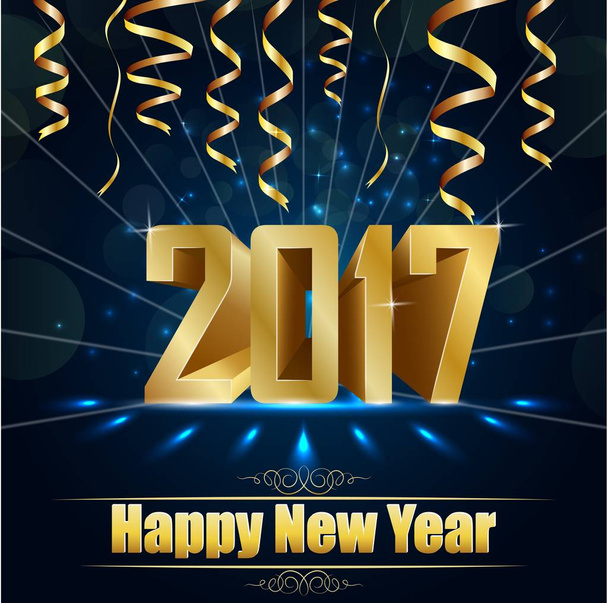 Happy new year for 2017 background with golden confetti - Vector, Image