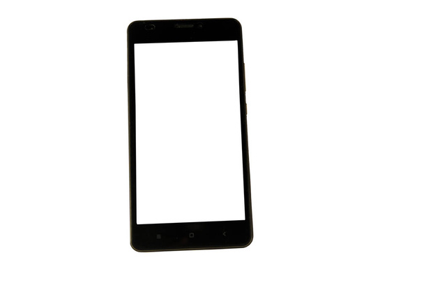  Teléfono inteligente moderno negro con pantalla en blanco
  - Foto, imagen