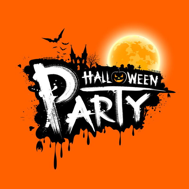 glücklich halloween party text design - Vektor, Bild