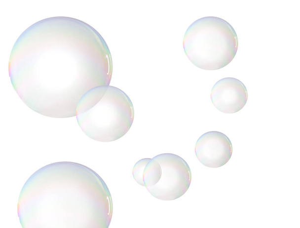 Мильні бульбашки над білим
 - Фото, зображення