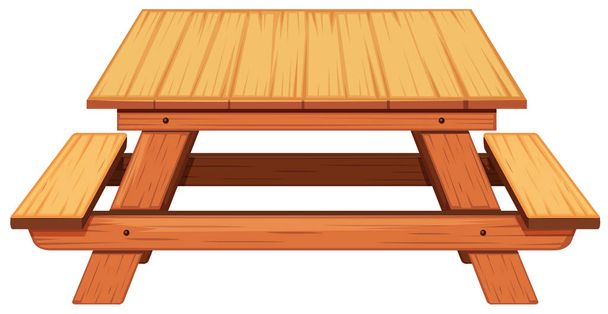 白い背景の上の木製ピクニック テーブル - ベクター画像
