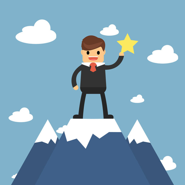 Businessmen go to the top of mountain. Success concept - Vector, Image
