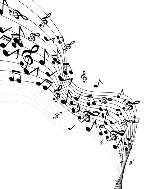easy to edit vector illustration of wavy music notes banner - Vettoriali, immagini