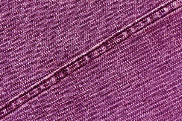 Textura de tela de jeans rosa con puntada
. - Foto, Imagen