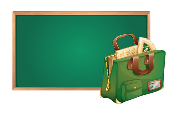yeşil kartı ve okul çantası - Vektör, Görsel