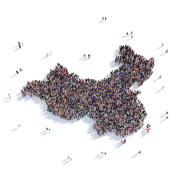 mapa de forma de grupo de personas China
 - Foto, imagen