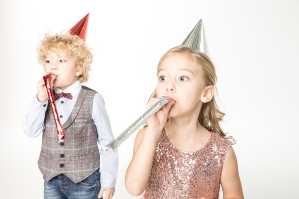 Kids with party blowers - Photo, Image