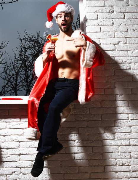 handsome bearded sexy christmas man - Foto, afbeelding
