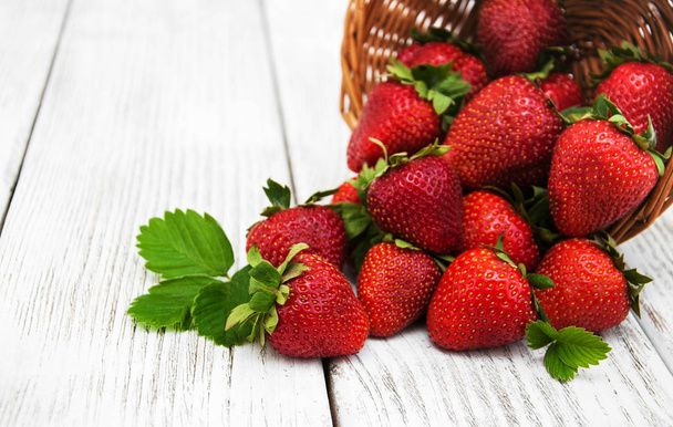 ripe strawberries on wooden table - Fotografie, Obrázek