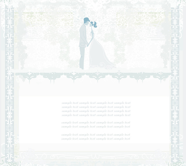 элегантное свадебное приглашение со свадебной парой, векторная иллюстрация - Вектор,изображение