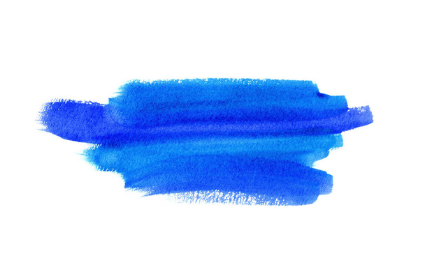 Bright blue watercolor blot on white background - Photo, Image
