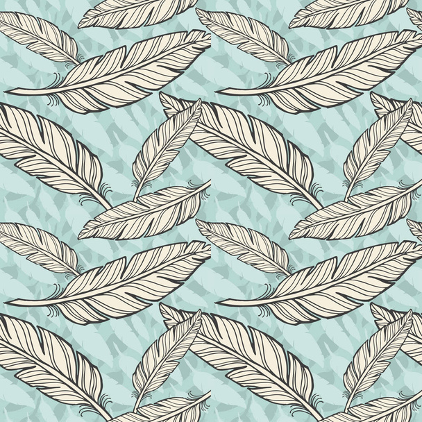 Seamless feathers pattern - Vector, Image