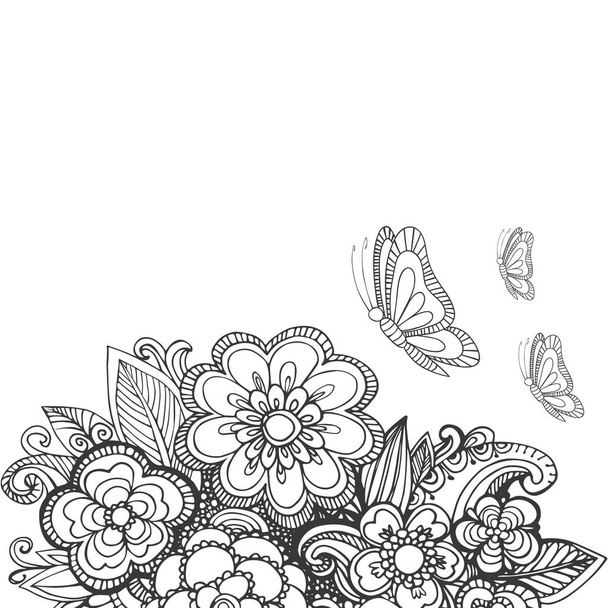 Drawn by hand beautiful flowers made in a vector. - Vektör, Görsel