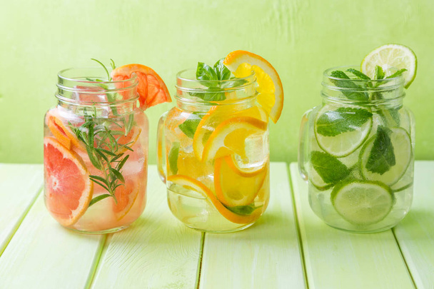 Selection of infused water for detox - Foto, afbeelding