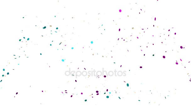 Fontein van confetti op witte achtergrond - Video