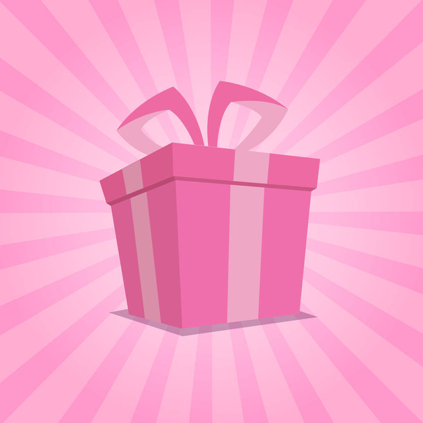 Roze geschenkdoos met lint verpakking in vector-formaat - Vector, afbeelding