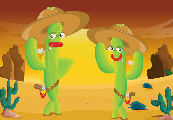 kaktus nosit klobouky - Vektor, obrázek