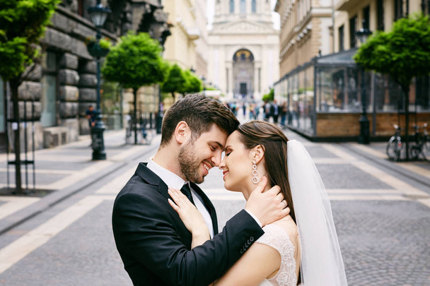 Šťastný pár na historické ulici - Fotografie, Obrázek