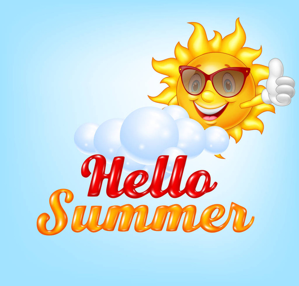 Summer background with Sun giving thumbs up - Vector, Image