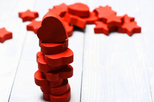wooden valentine hearts - Photo, Image