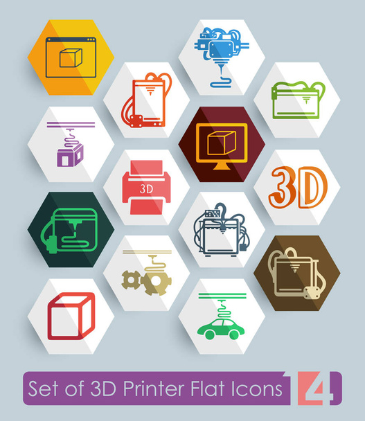 Set of 3D printer icons - Vector, Image