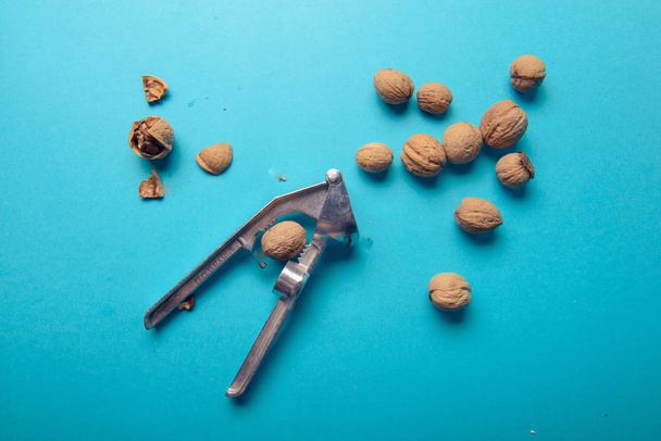 Walnuts and nutcracker - Фото, изображение