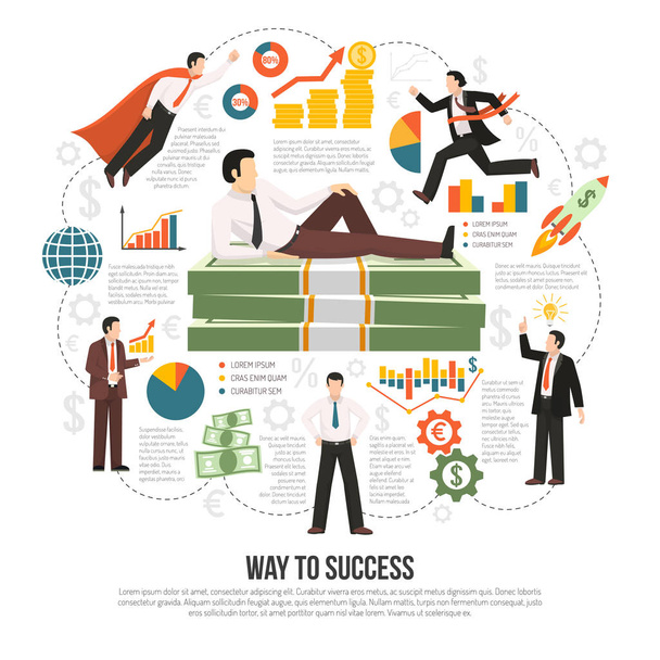  Way To Success Flat Infographic Poster  - Vector, Image