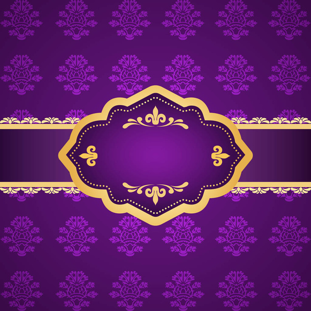 Ornamental colored luxury background with golden frame. Template for design - Vector, Image