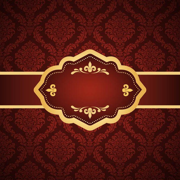 Ornamental colored luxury background with golden frame. Template for design - Vetor, Imagem