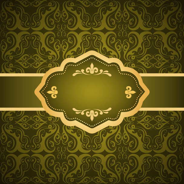 Ornamental colored luxury background with golden frame. Template for design - Vektör, Görsel