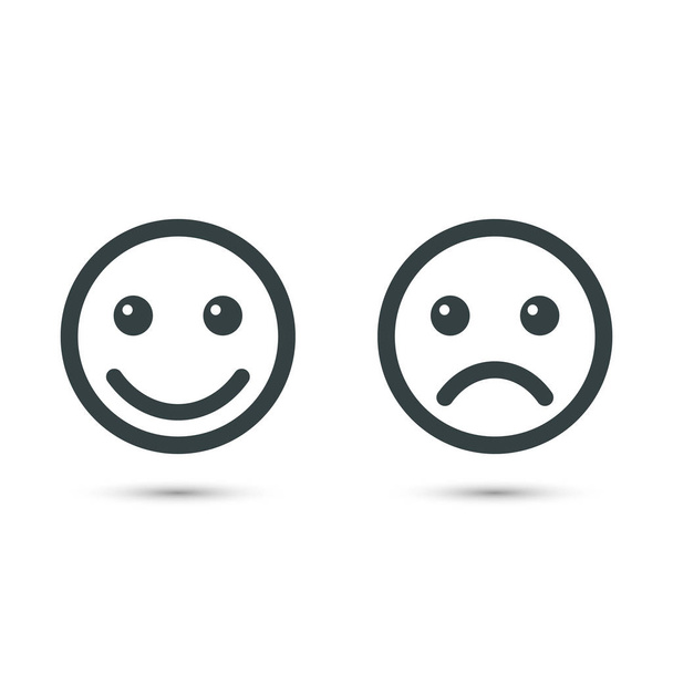 Smiley hangulatjelek ikon pozitív és negatív, vektoros illusztráció a különböző hangulat. - Vektor, kép