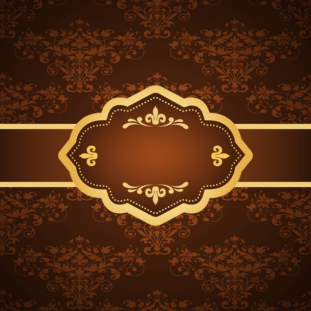 Ornamental colored luxury background with golden frame. Template for design - Vector, Image