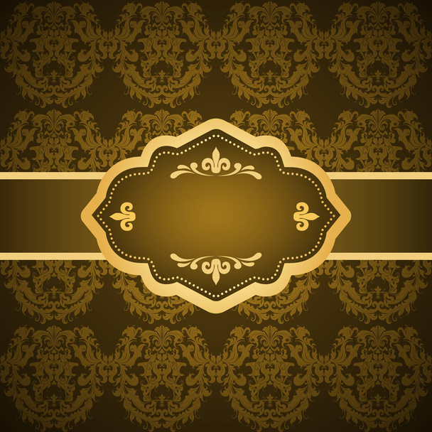 Ornamental colored luxury background with golden frame. Template for design - ベクター画像