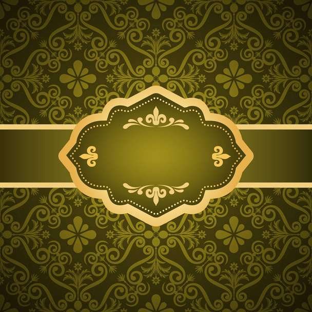 Ornamental colored luxury background with golden frame. Template for design - Vector, afbeelding