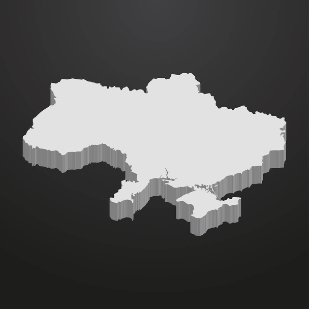 Ukraine map in gray on a black background 3d - Vector, Image