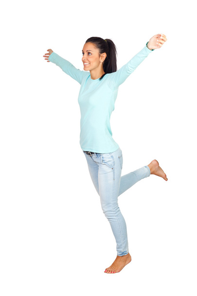 Casual Girl with Arms Wide Open - Foto, afbeelding