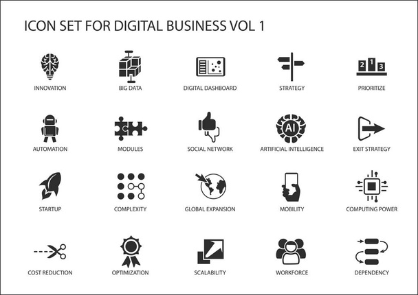 Conjunto de icono de vector de negocio digital
 - Vector, Imagen
